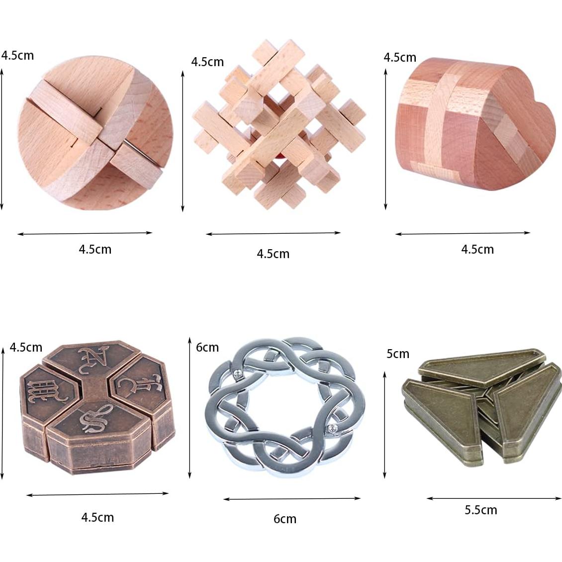 Rompecabezas de Metal LFLQ 6 Piezas para Adultos Bronce