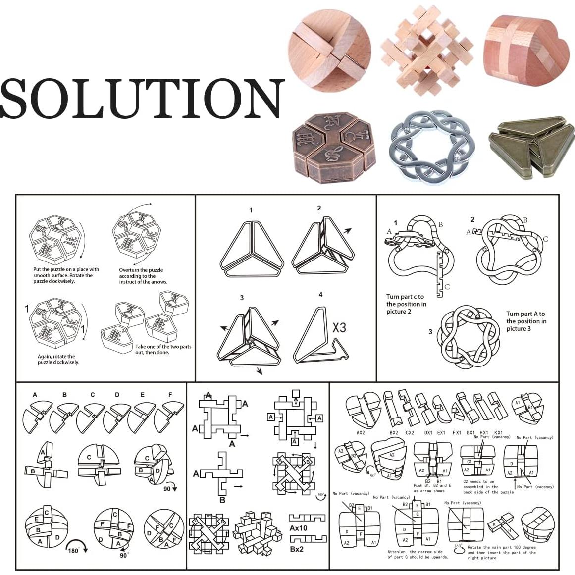 Rompecabezas de Metal LFLQ 6 Piezas para Adultos Bronce