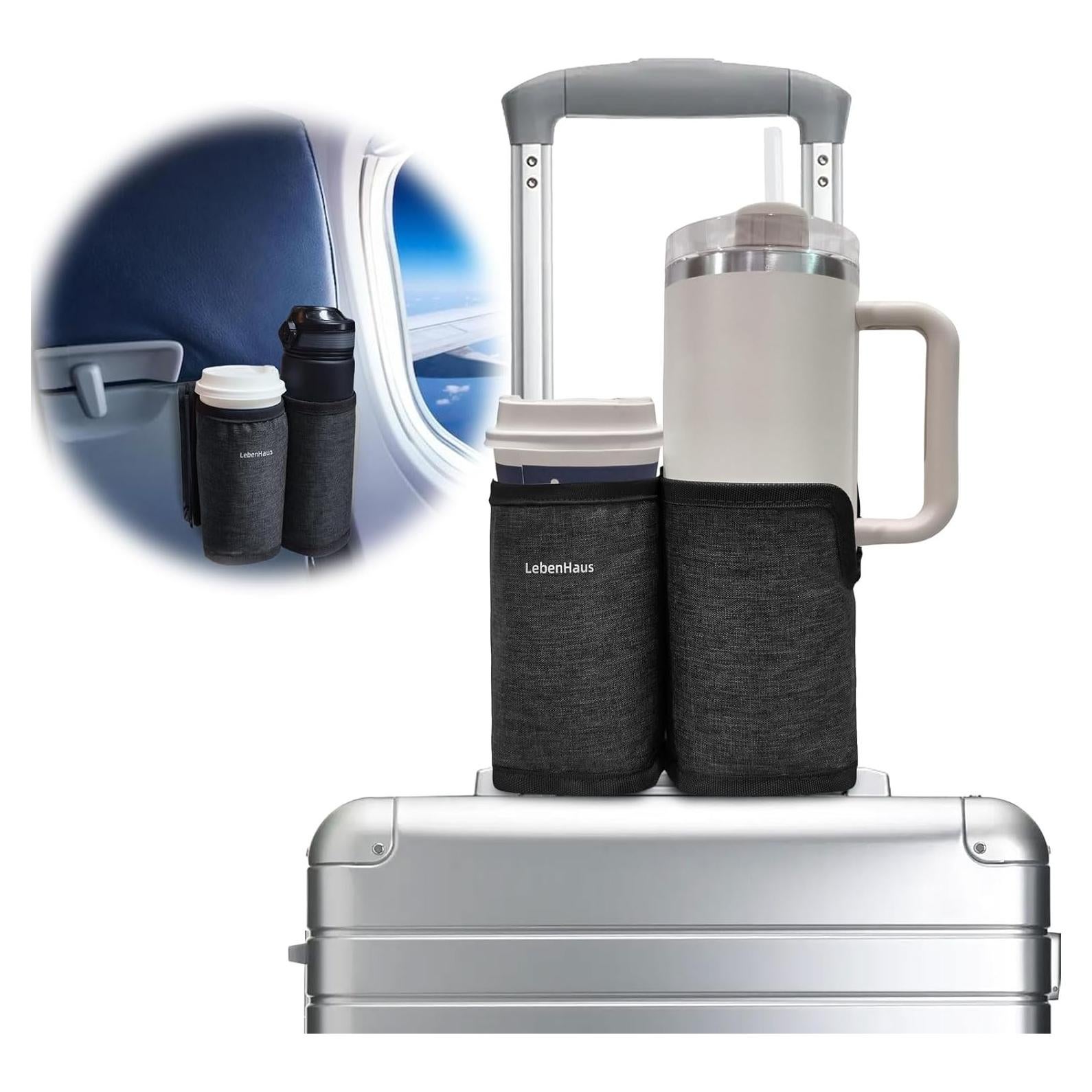 Soporte de Taza de Viaje para Equipaje LebenHaus Negro