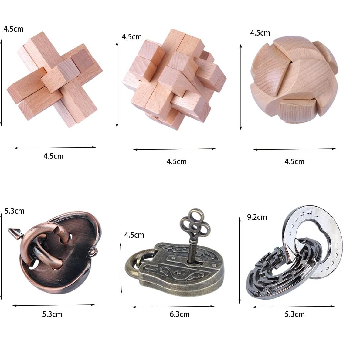 Rompecabezas de Metal LFLQ 6 Piezas Educativo Plata