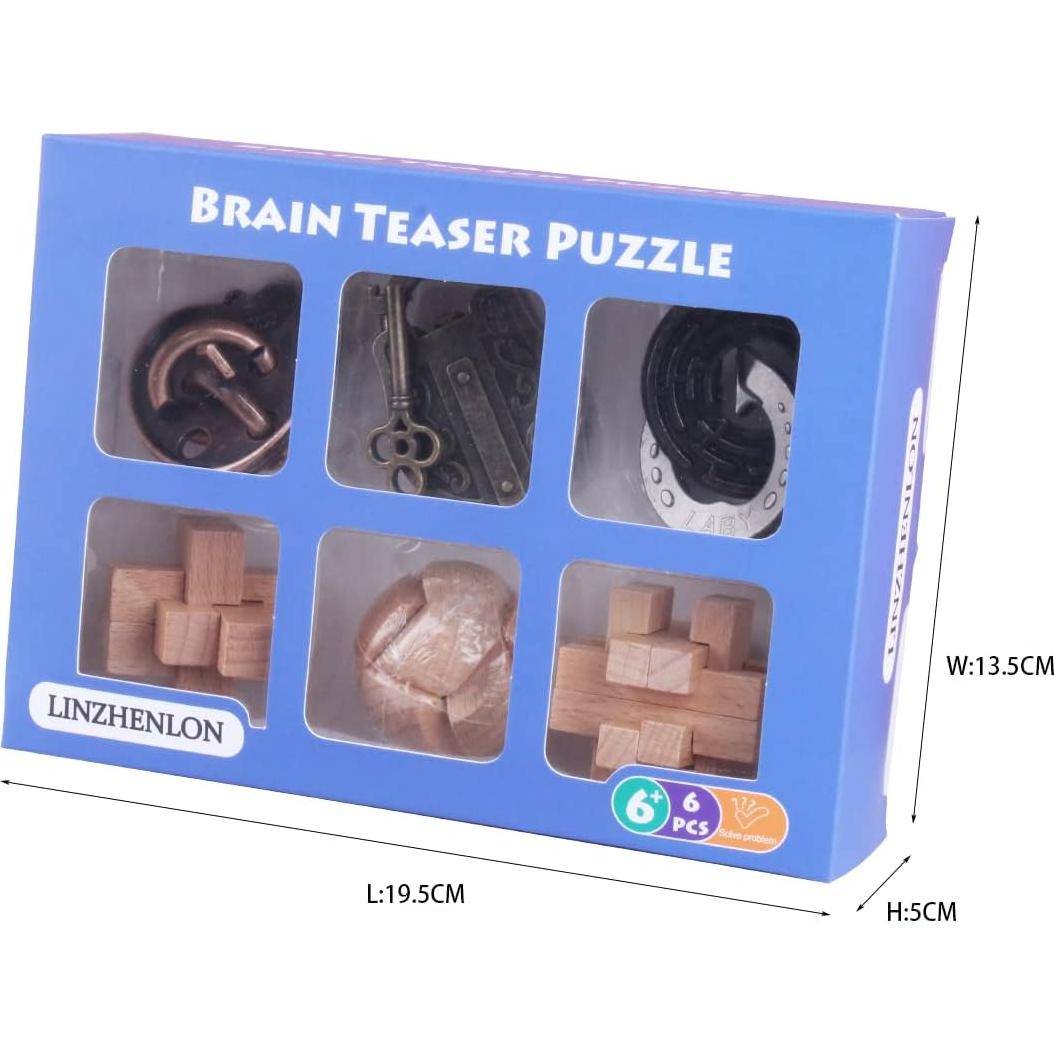 Rompecabezas de Metal LFLQ 6 Piezas Educativo Plata