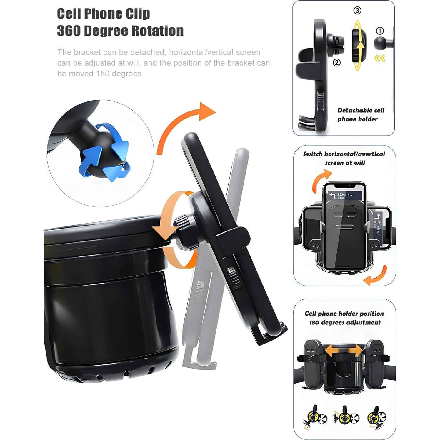 Soporte para Taza y Teléfono GFERTRE 3 en 1 para Sillas de Ruedas