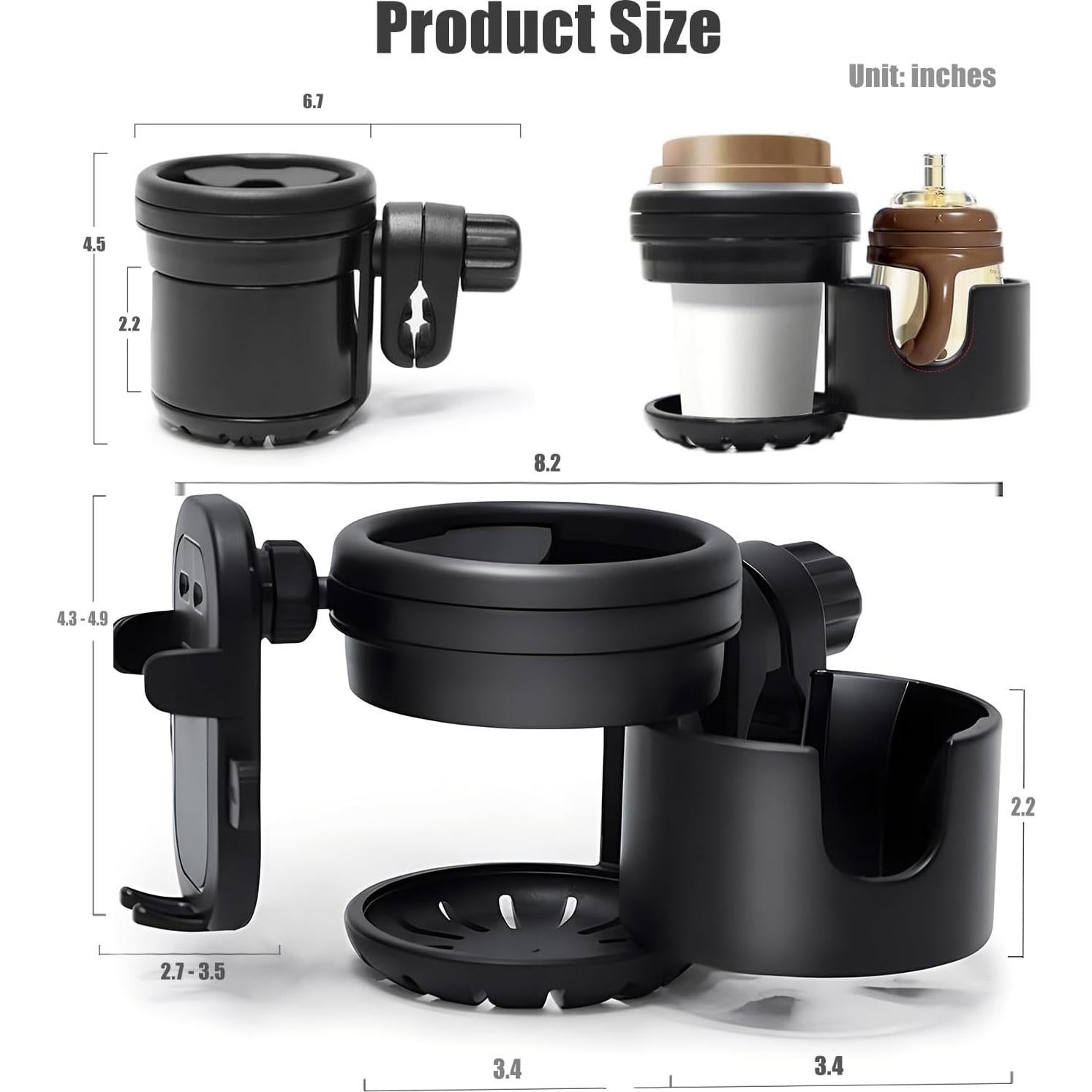 Soporte para Taza y Teléfono GFERTRE 3 en 1 para Sillas de Ruedas