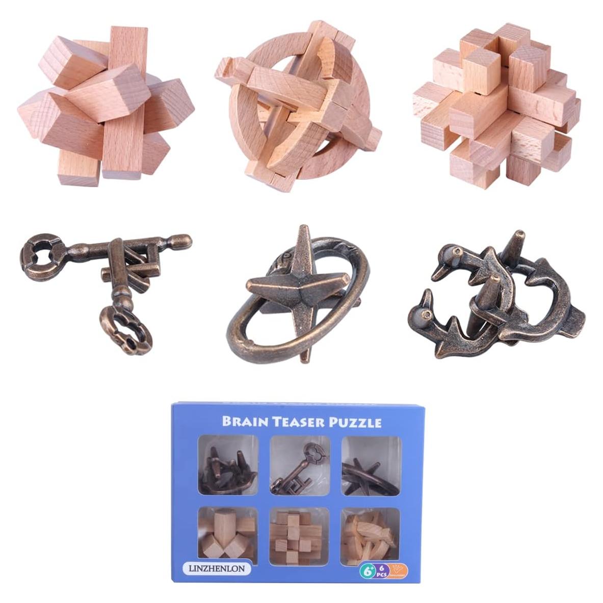 Rompecabezas de Metal LFLQ 6 Piezas Educativo Oro