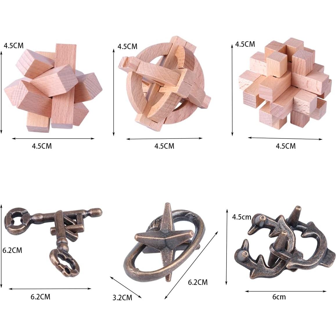 Rompecabezas de Metal LFLQ 6 Piezas Educativo Oro