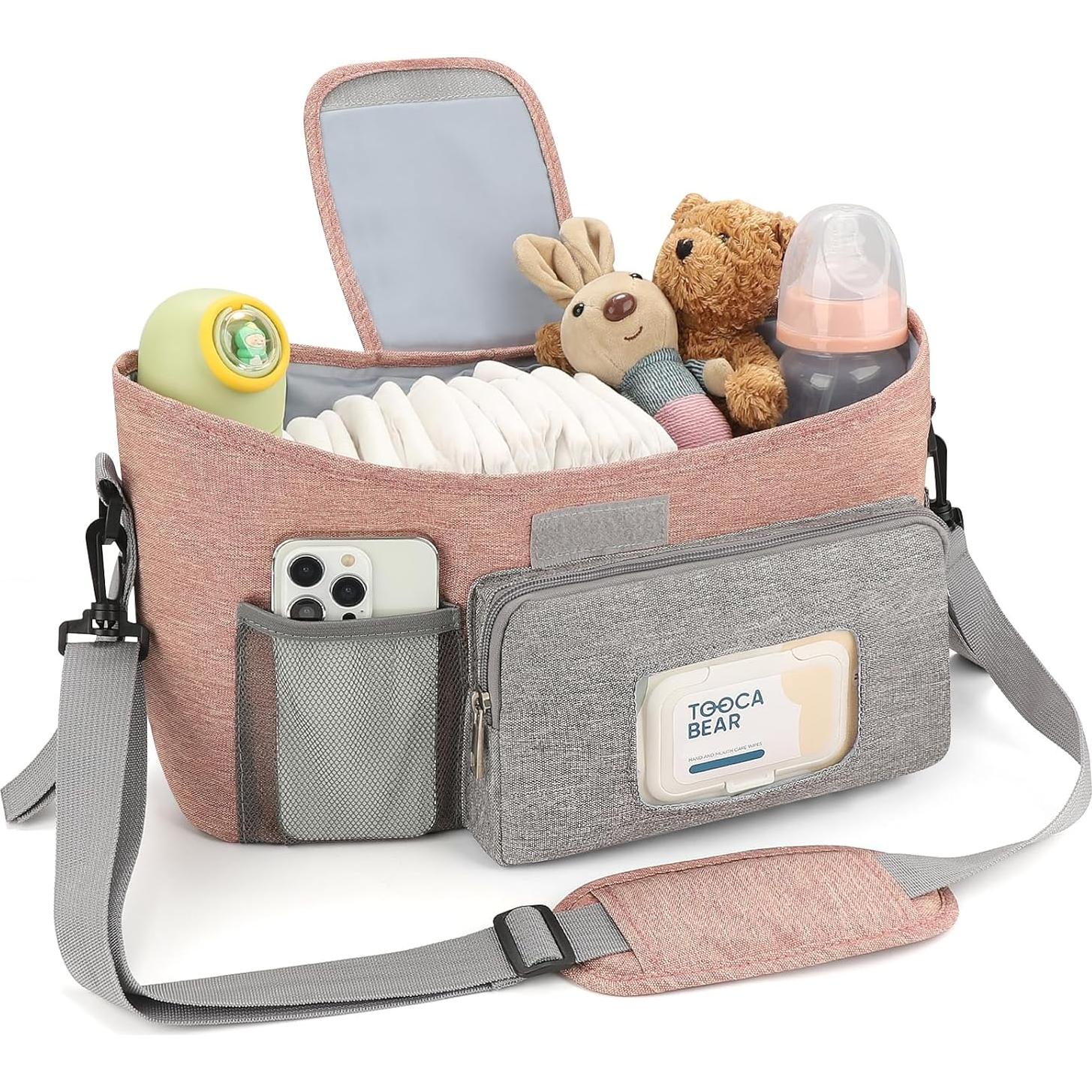 Organizador Universal para Carriola Accmor Rosa con Soporte de Taza