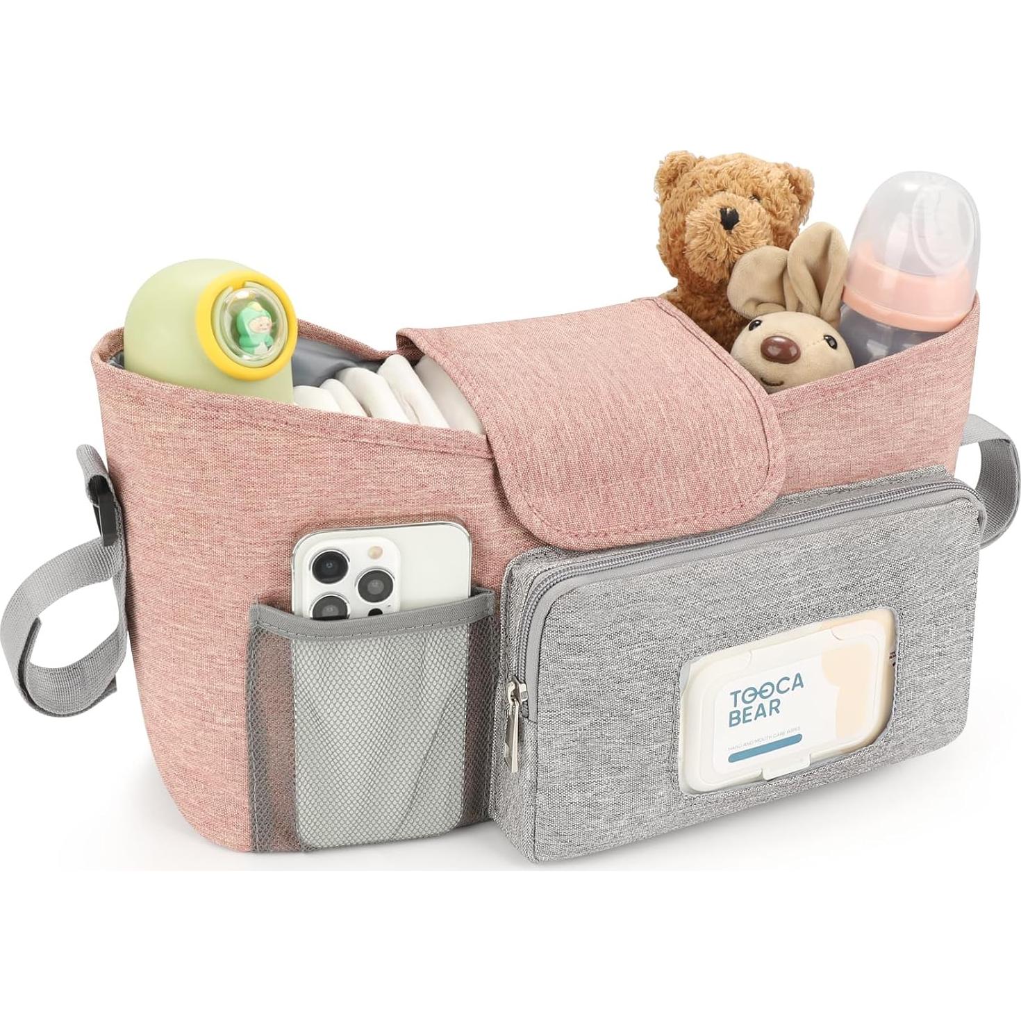 Organizador Universal para Carriola Accmor Rosa con Soporte de Taza