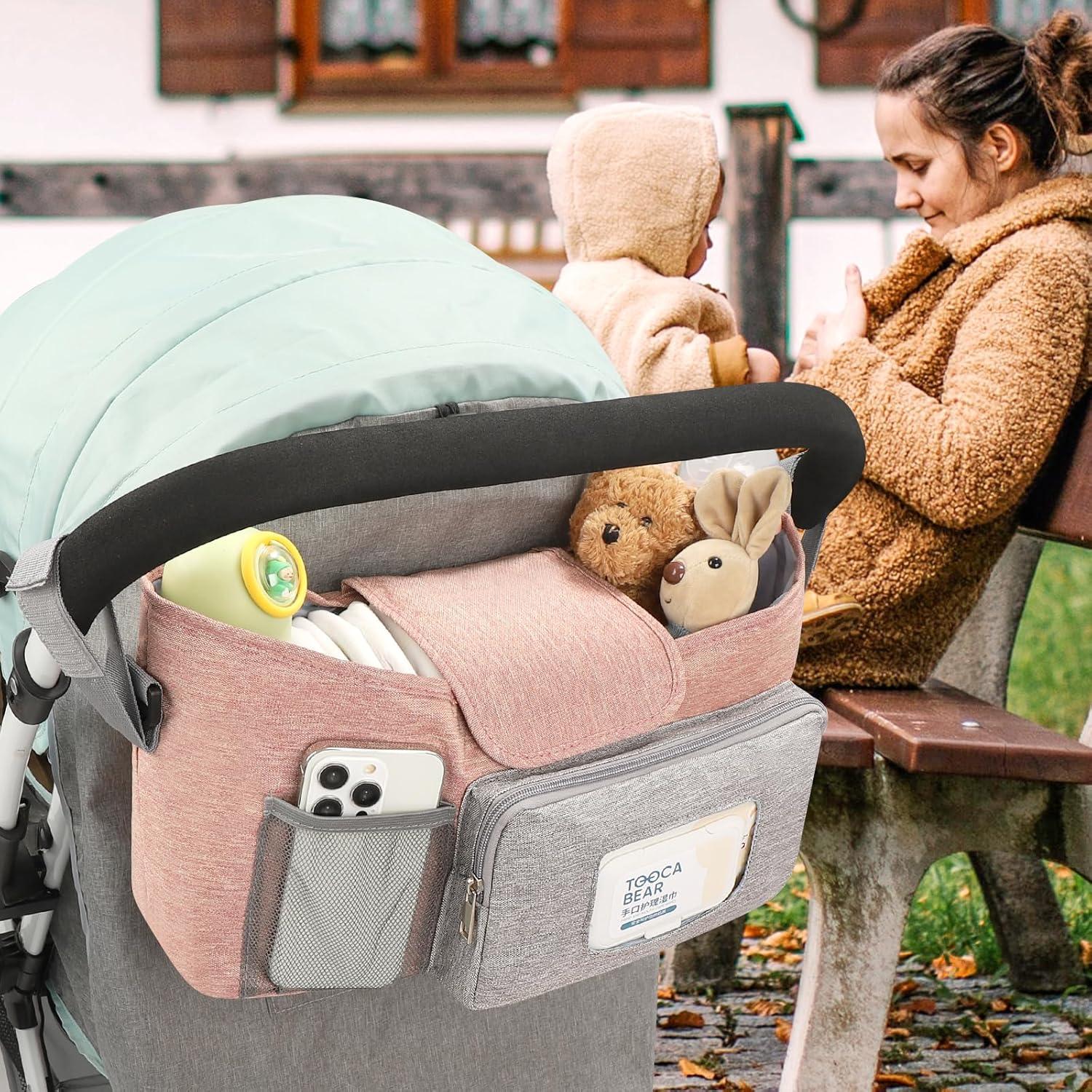 Organizador Universal para Carriola Accmor Rosa con Soporte de Taza