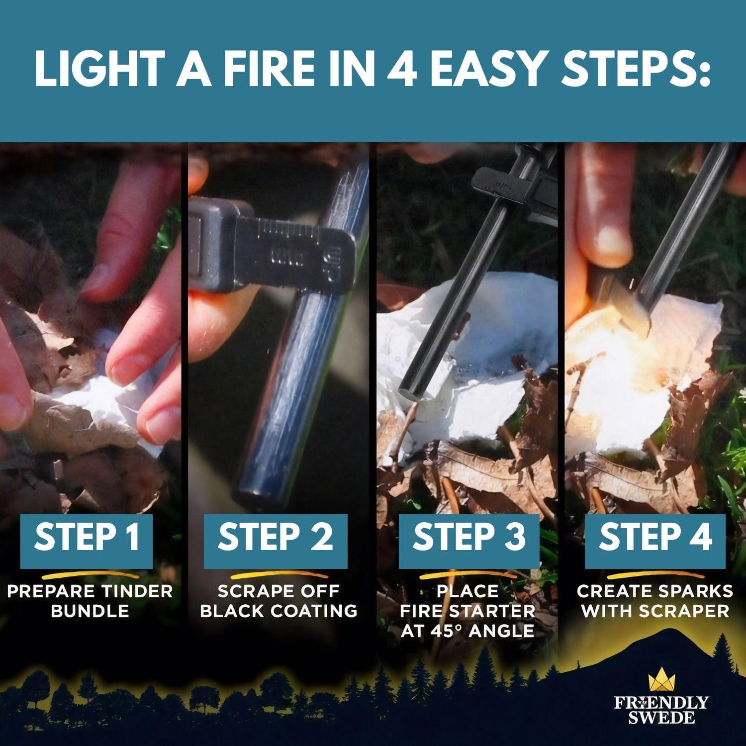 Encendedor de Fuego El Amigo Swede con Mango de Madera 1-Pack