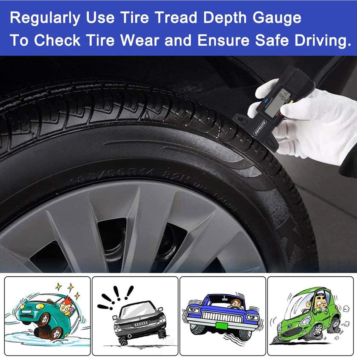 Medidor Digital de Profundidad de Banda de Rodadura SAFELIFE - Negro