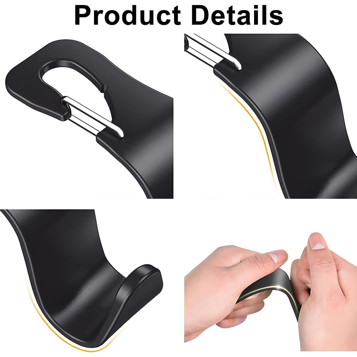 Gancho para Reposacabezas de Coche HZEL - 4 Piezas, Negro