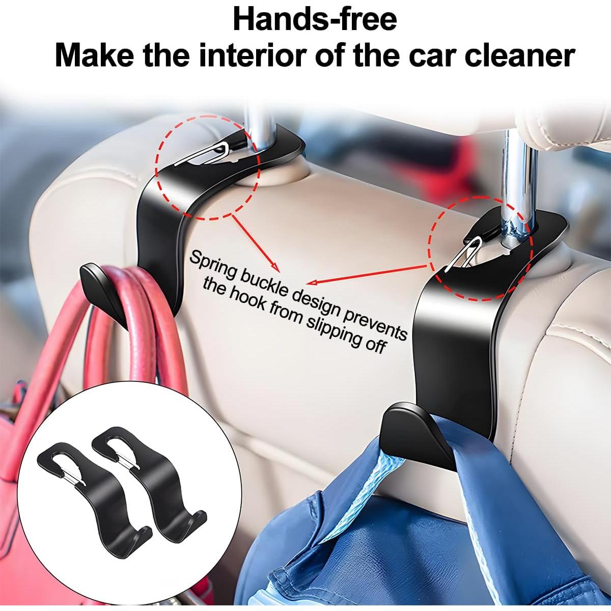 Gancho para Reposacabezas de Coche HZEL - 4 Piezas, Negro