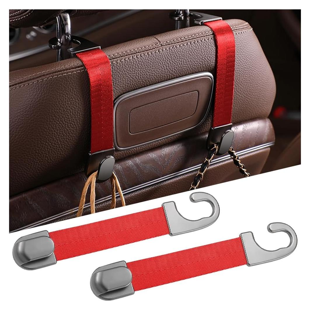 Ganchos para Reposacabezas de Auto Sandfren - 2 Piezas Rojo