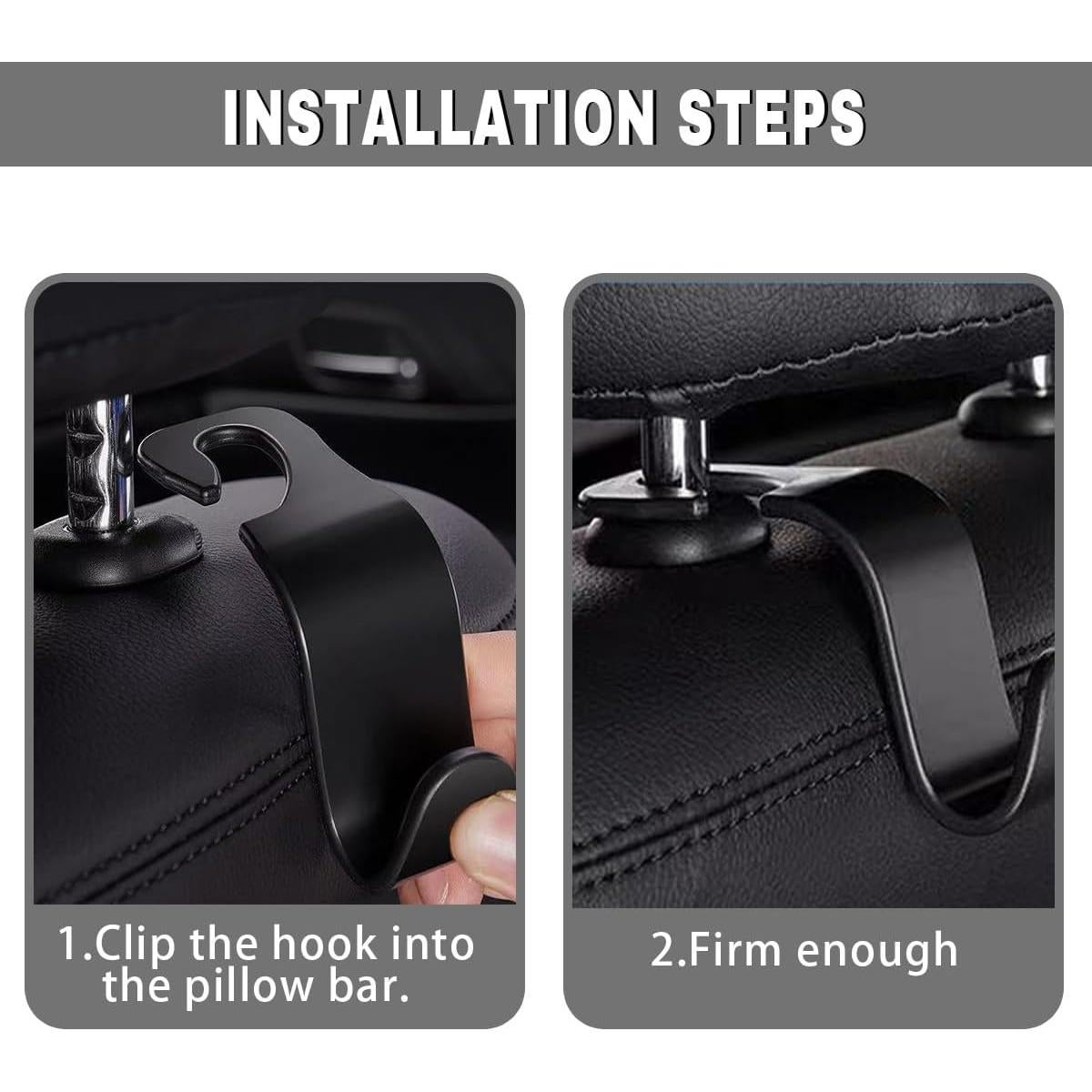 Ganchos para Reposacabezas de Automóvil Couslcd - 4 Piezas Negro