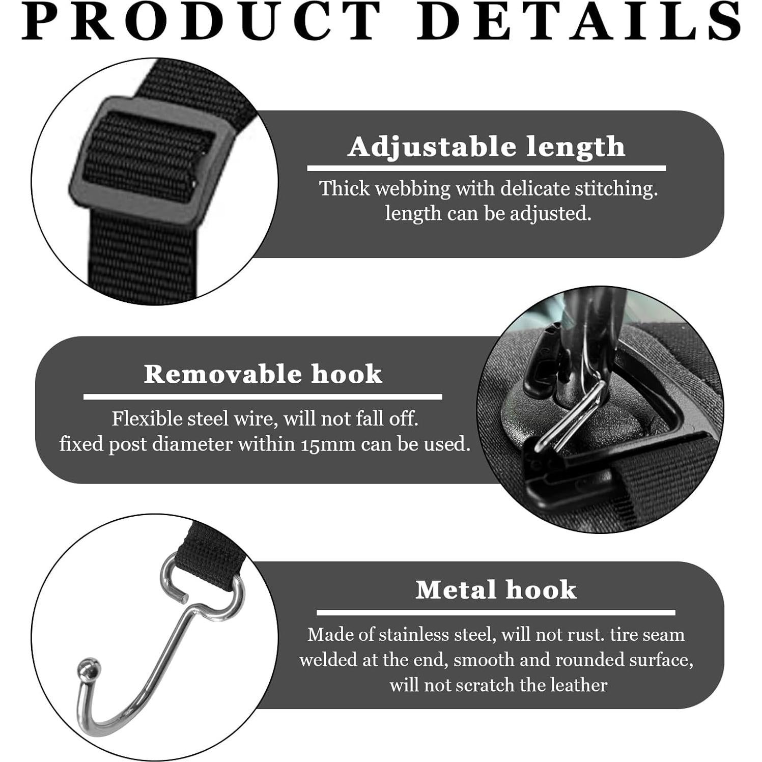 Ganchos de Reposacabezas SHMZK Ajustables para Bolsos 2PCS