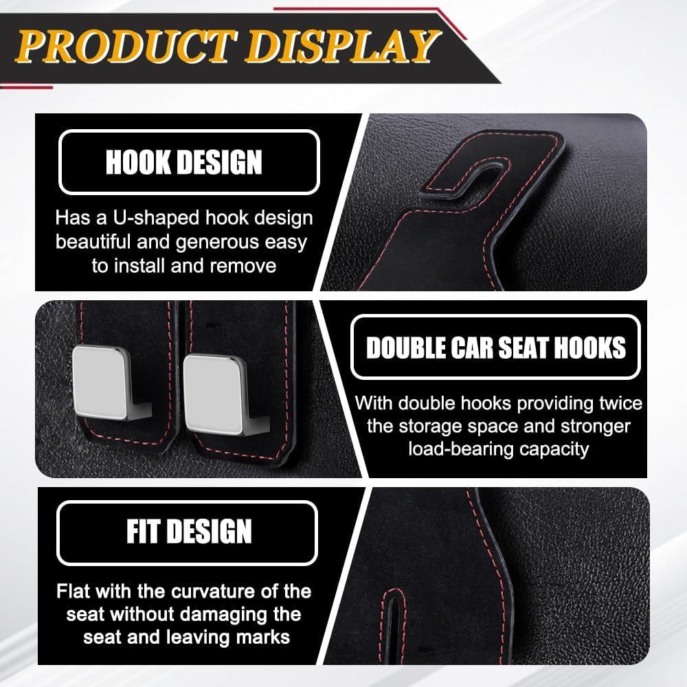 Ganchos para Reposacabezas de Coche Tiosamd - 2 Piezas de Cuero