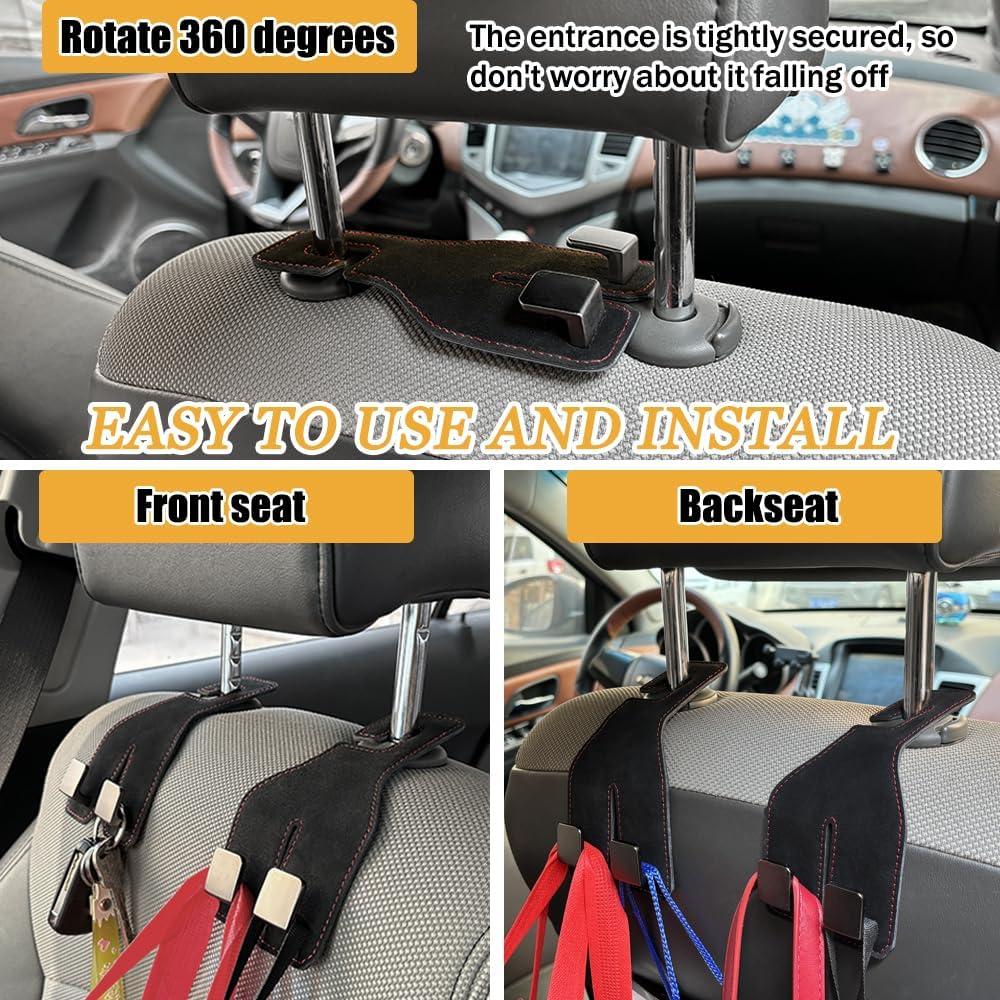 Ganchos para Reposacabezas de Coche Tiosamd - 2 Piezas de Cuero