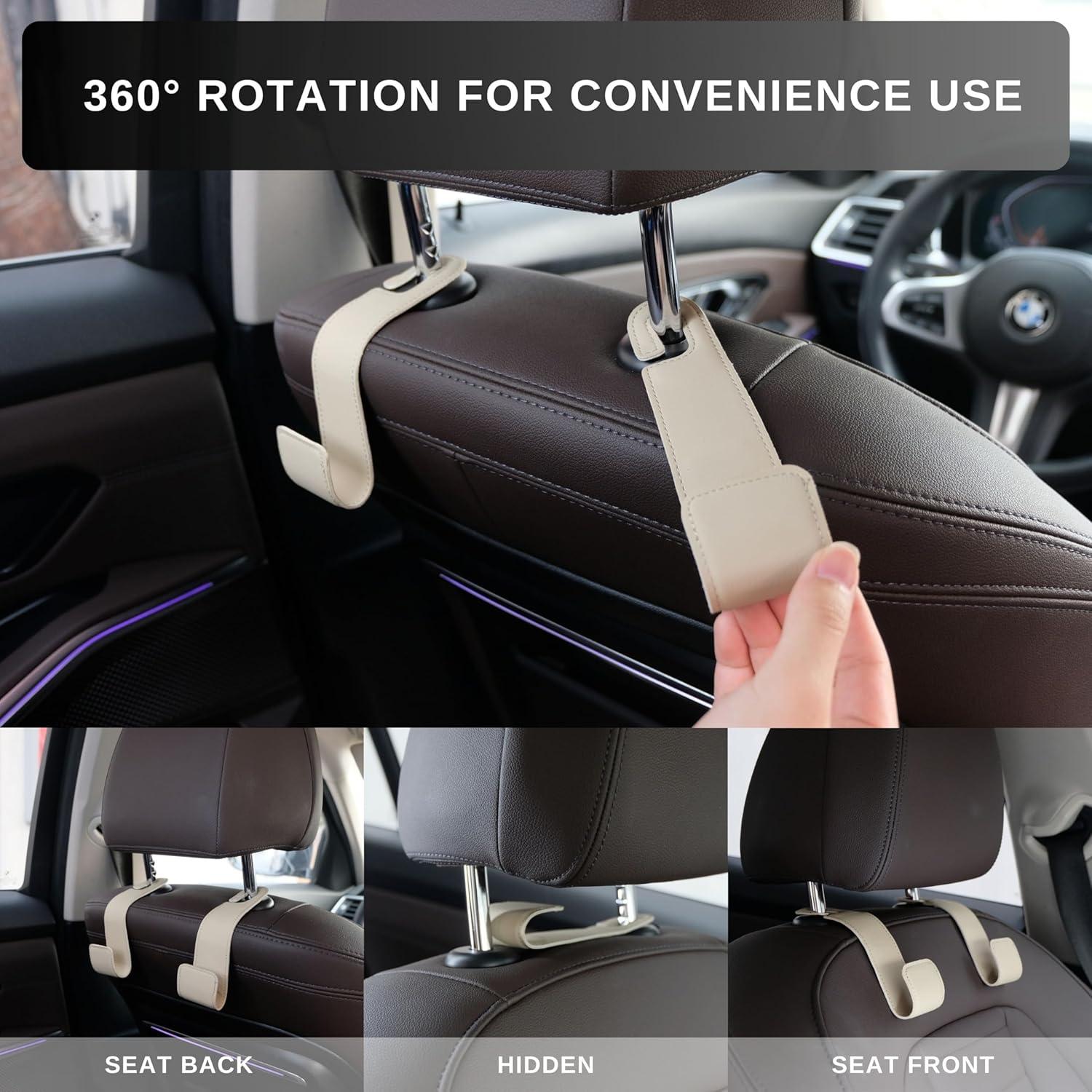Soporte de bolso para coche IRROMI 2 PACK Beige - Ganchos de reposacabezas