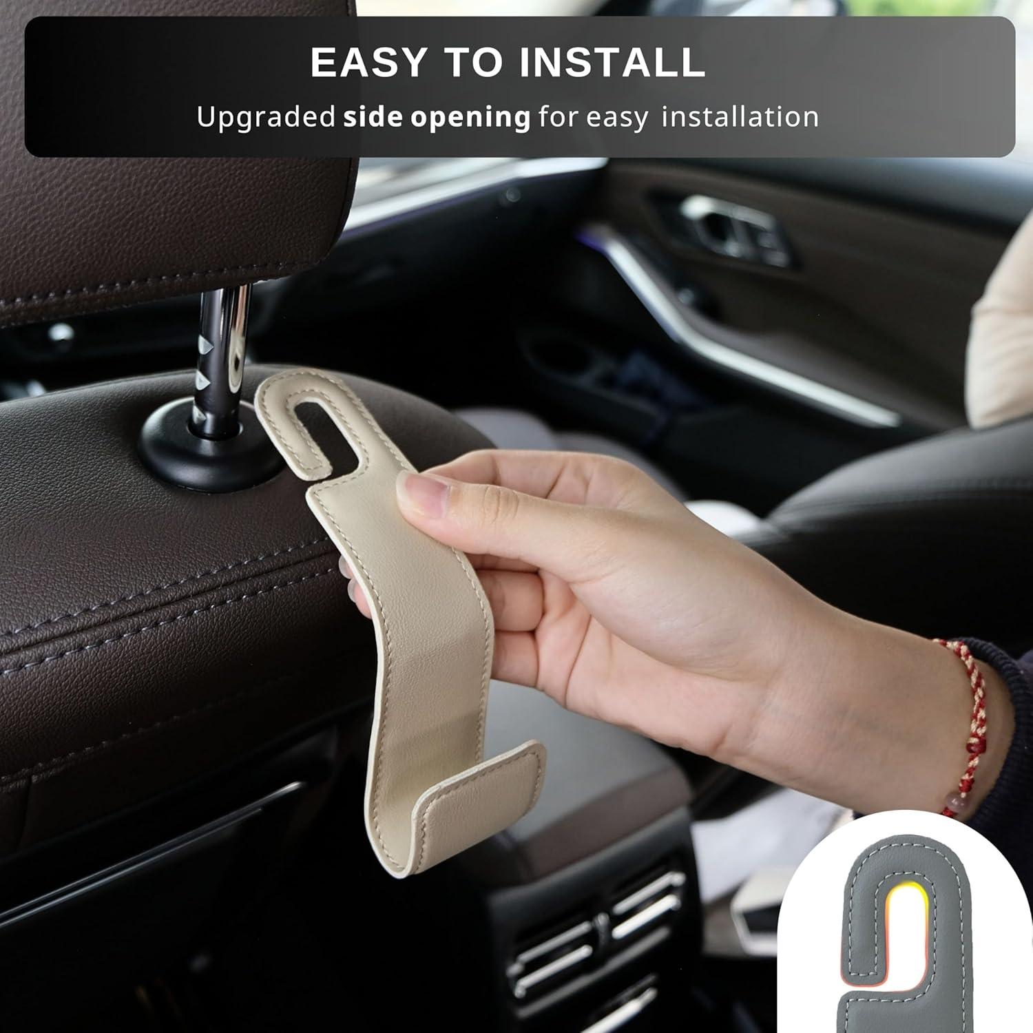 Soporte de bolso para coche IRROMI 2 PACK Beige - Ganchos de reposacabezas