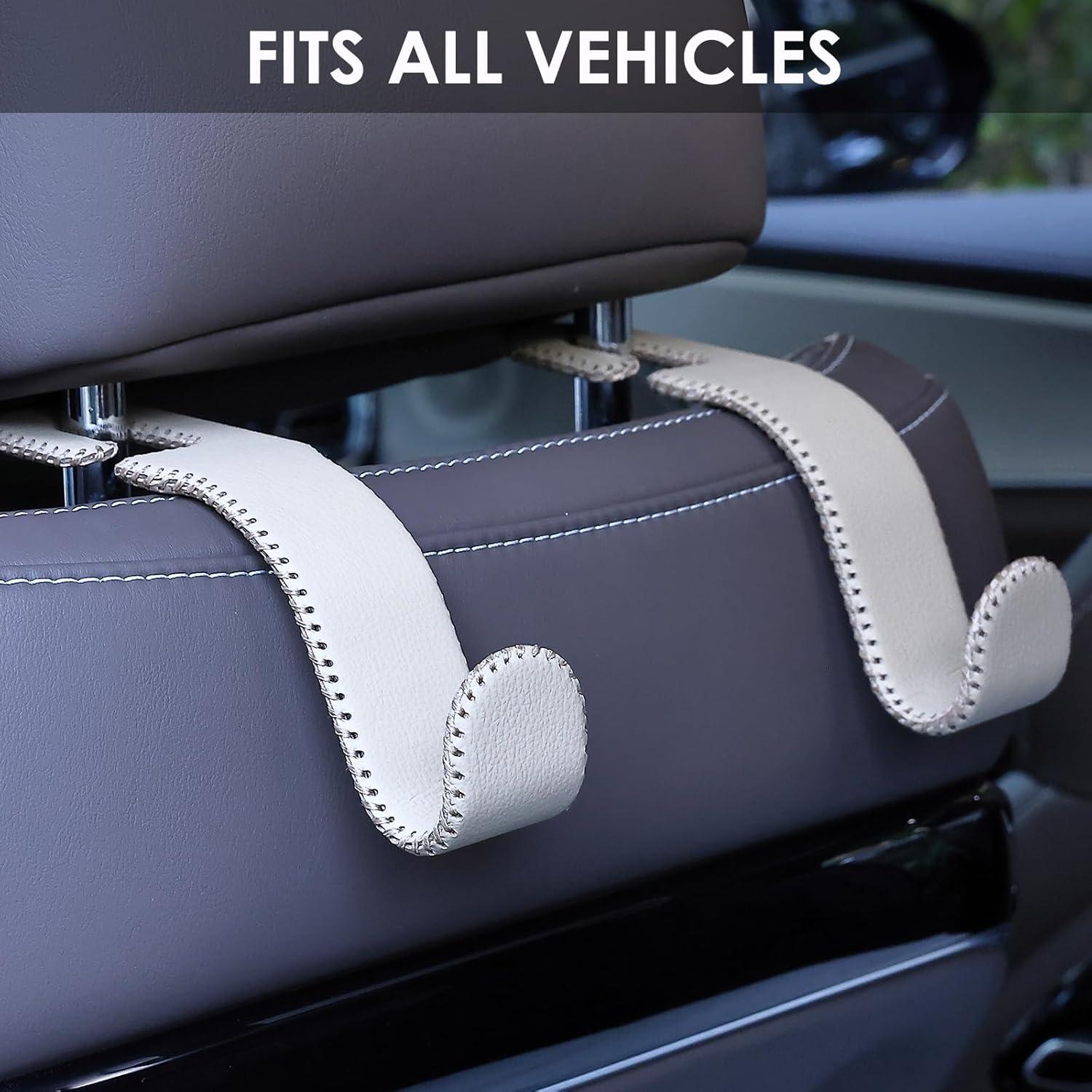 Ganchos de Cuero AMVOYOA para Reposacabezas - Beige, 2 Pzs