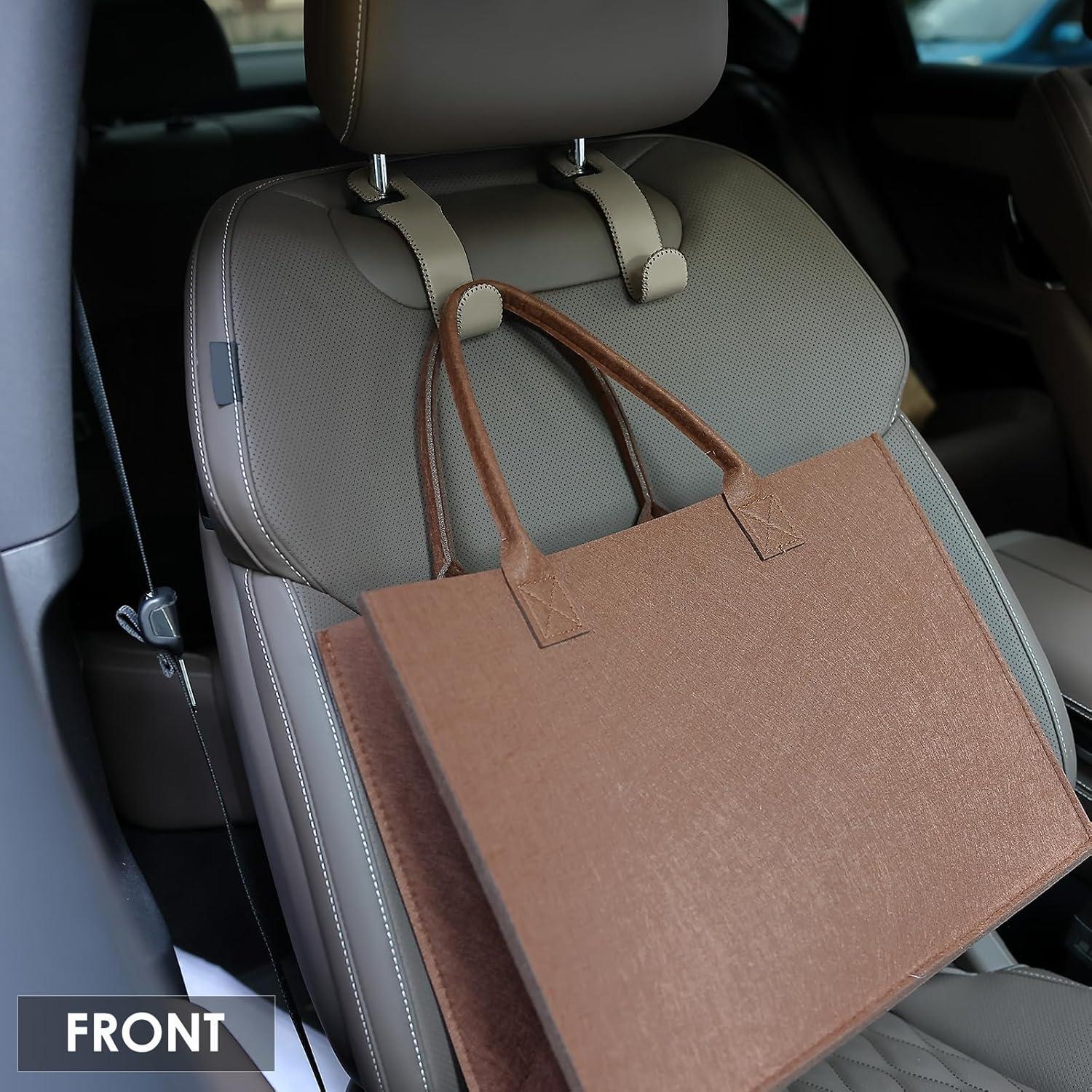 Ganchos de Cuero AMVOYOA para Reposacabezas - Beige, 2 Pzs