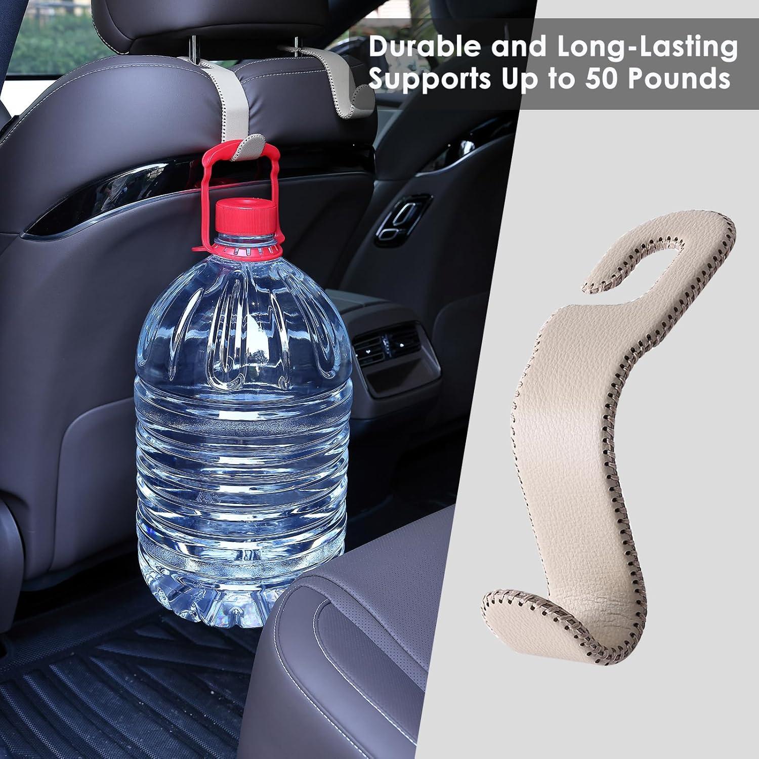 Ganchos de Cuero AMVOYOA para Reposacabezas - Beige, 2 Pzs