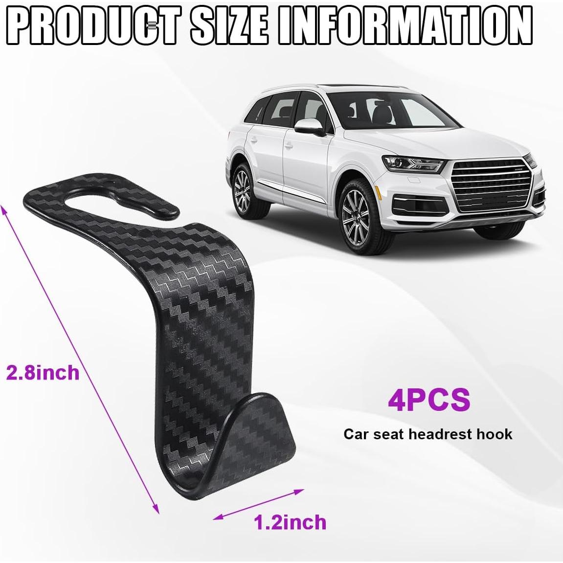 Ganchos para Reposacabezas de Auto Povtii - 4 PCS Fibra de Carbono