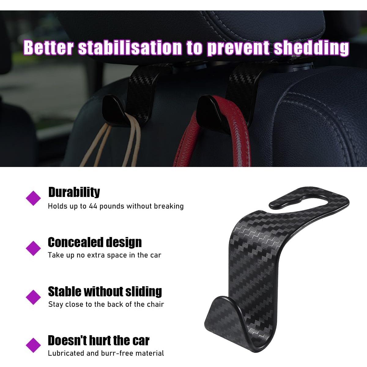 Ganchos para Reposacabezas de Auto Povtii - 4 PCS Fibra de Carbono