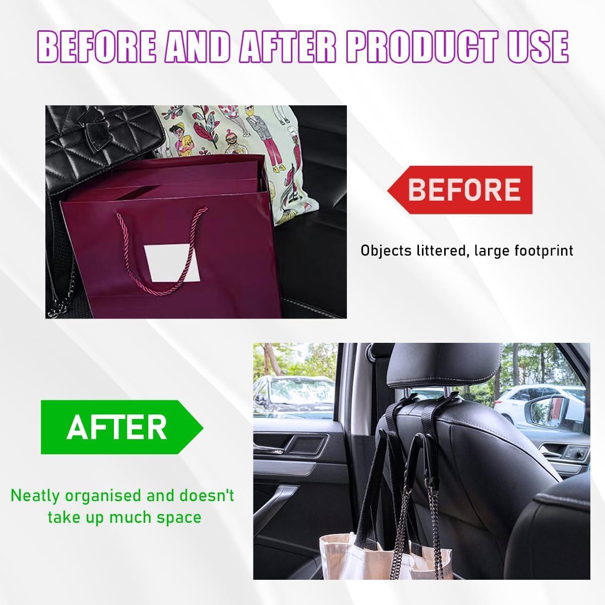 Ganchos para Reposacabezas de Auto Povtii - 4 PCS Fibra de Carbono