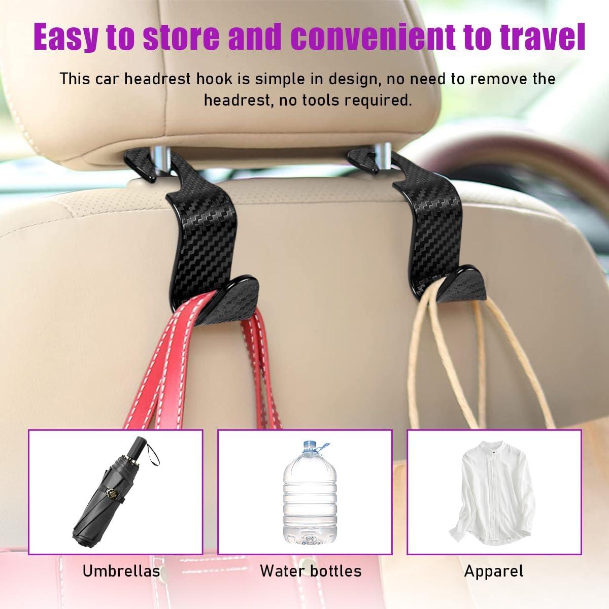 Ganchos para Reposacabezas de Auto Povtii - 4 PCS Fibra de Carbono