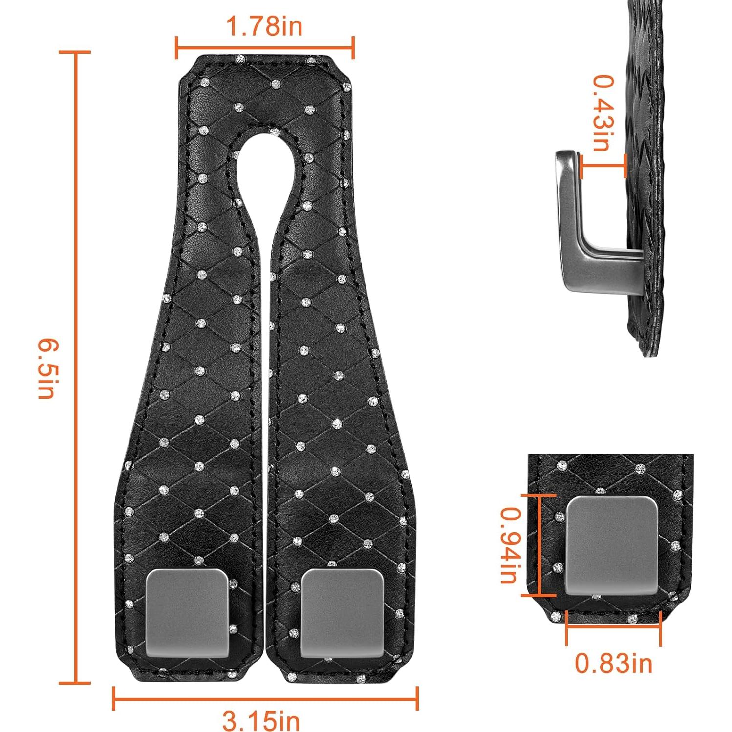 Ganchos de Cabezal de Asiento de Coche Rirether - 2 Piezas de Cuero Negro