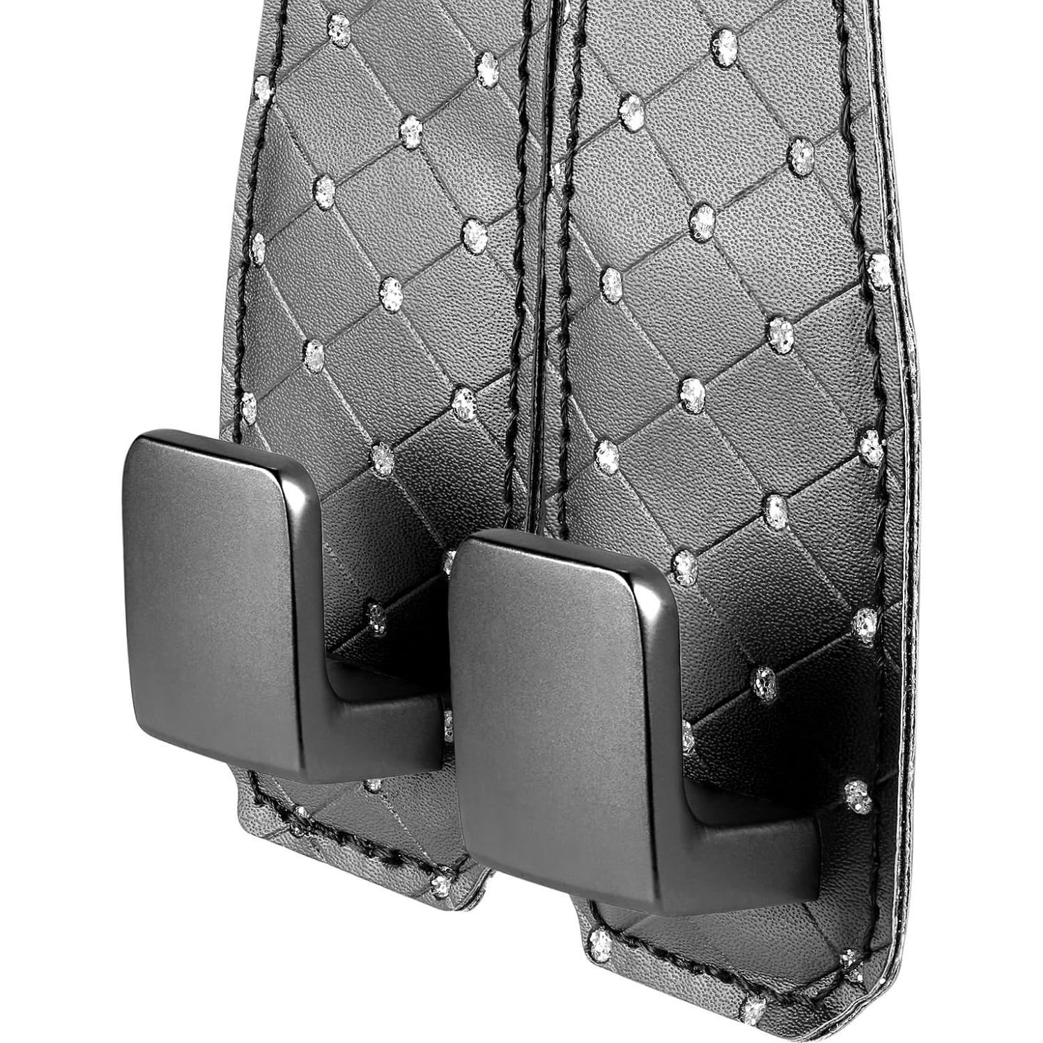 Ganchos de Cabezal de Asiento de Coche Rirether - 2 Piezas de Cuero Negro