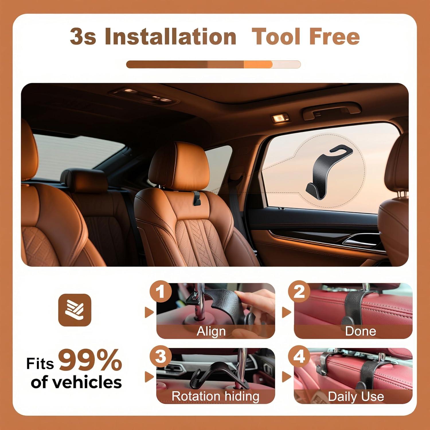 Gancho para Reposacabezas de Coche Wuhan - Texturizado Negro, 20 kg