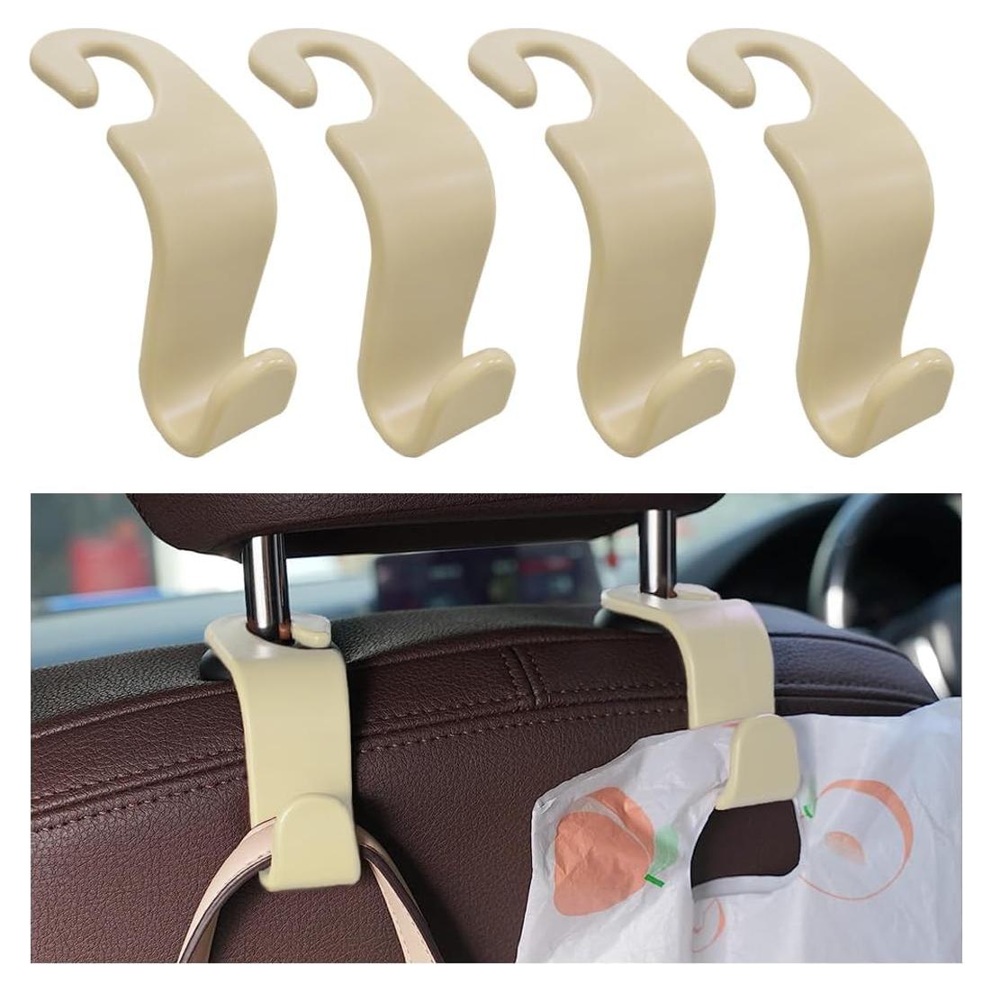 Gancho de Reposacabezas para Asiento de Coche Povtii 4PCS Beige