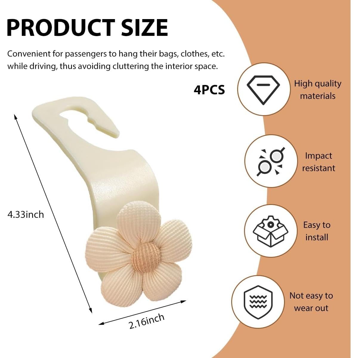 Ganchos para Reposacabezas de Automóvil SHMZK - 4 Piezas Blancos