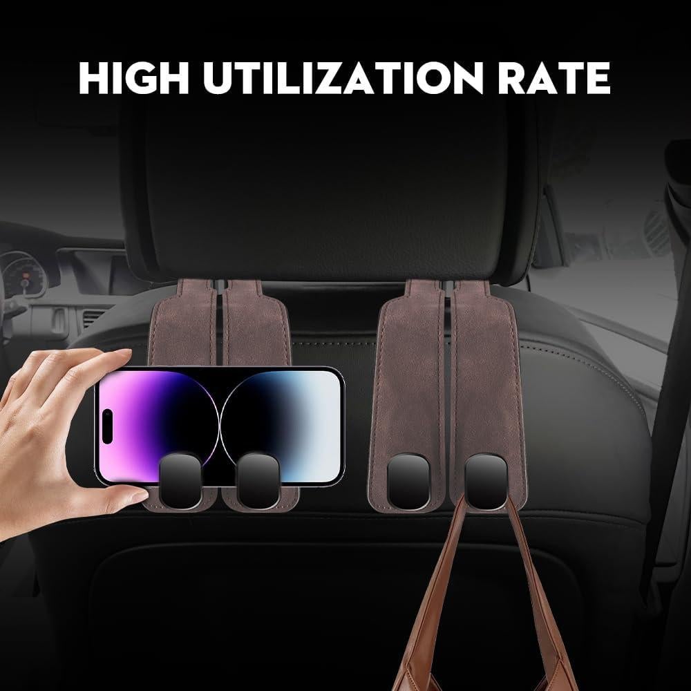 Gancho de bolso para coche NHHEO - 2 piezas gris de cuero