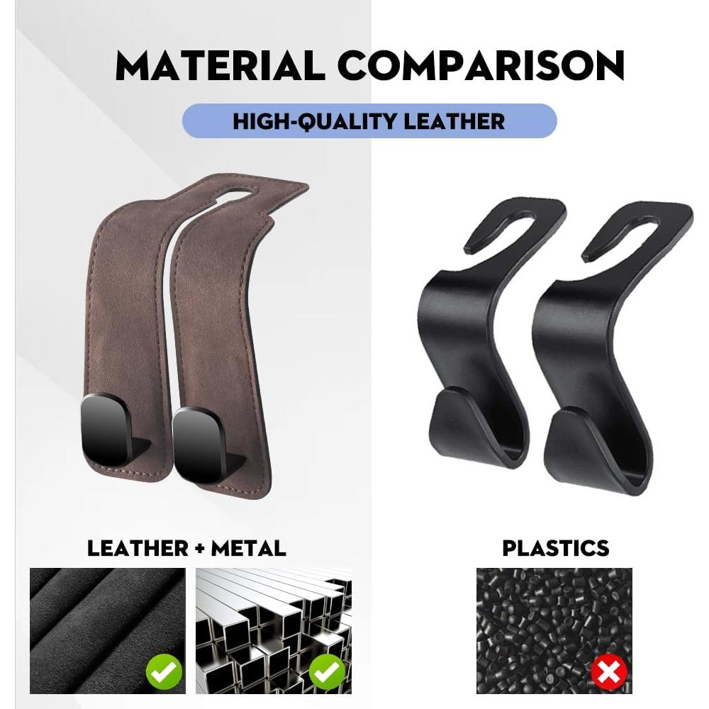 Gancho de bolso para coche NHHEO - 2 piezas gris de cuero