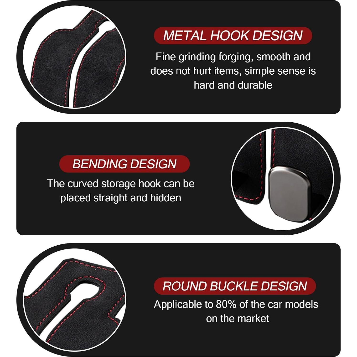 Gancho de Respaldo de Asiento de Coche JawGrew 2 PCS Negro