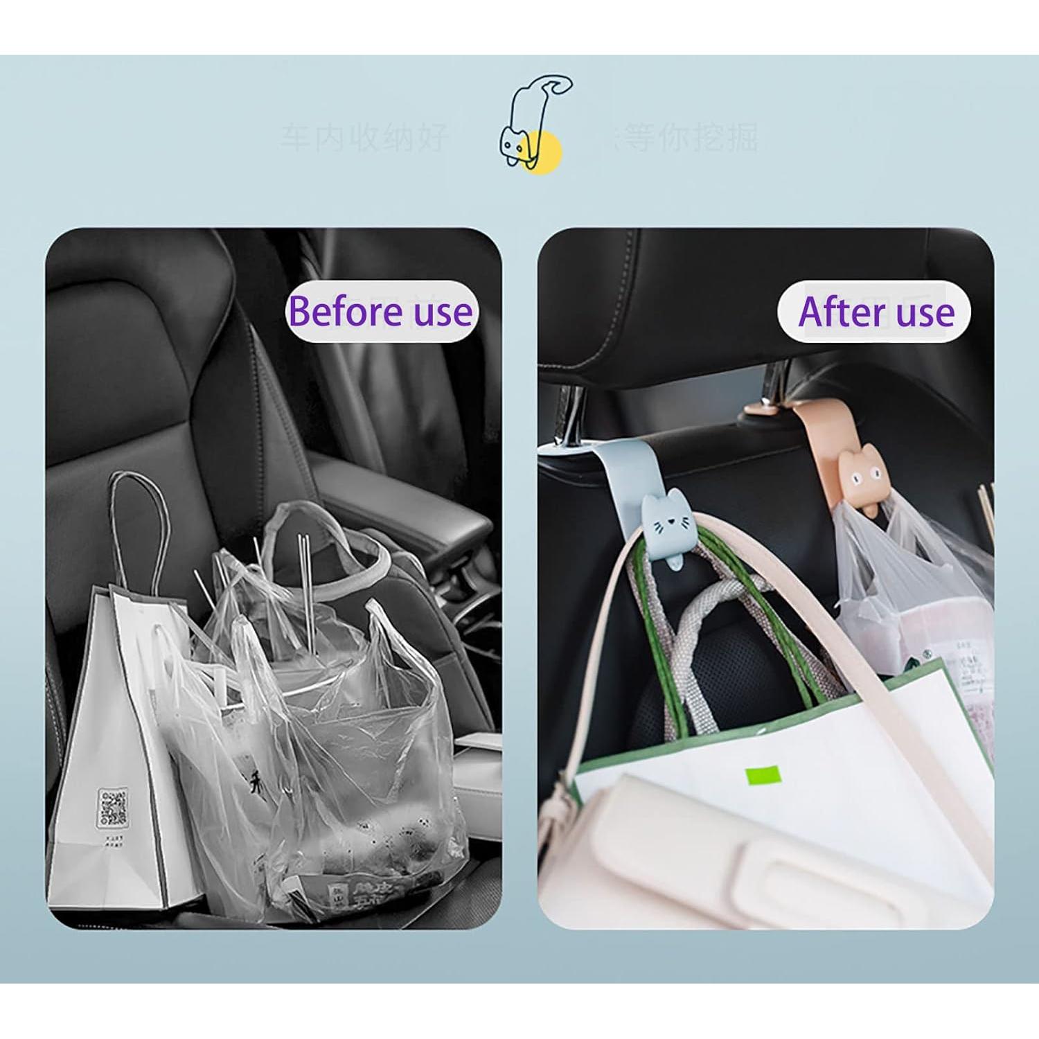 Fashion Car Seat Back Organizers, 4 Pack Universal Headrest Hooks, Bag Holder, Automobile Seat Back Hanger for Purse Bags and Coats (Random Color)