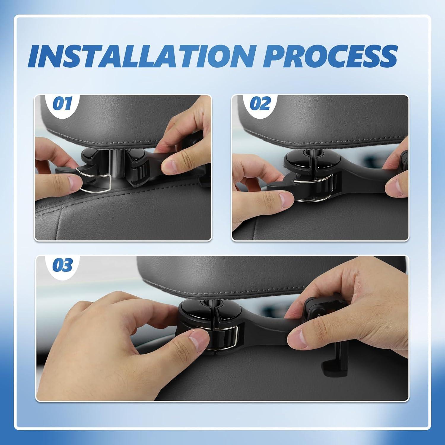 Gancho Oculto para Reposacabezas de Coche Ongfuwu 2PCS Negro