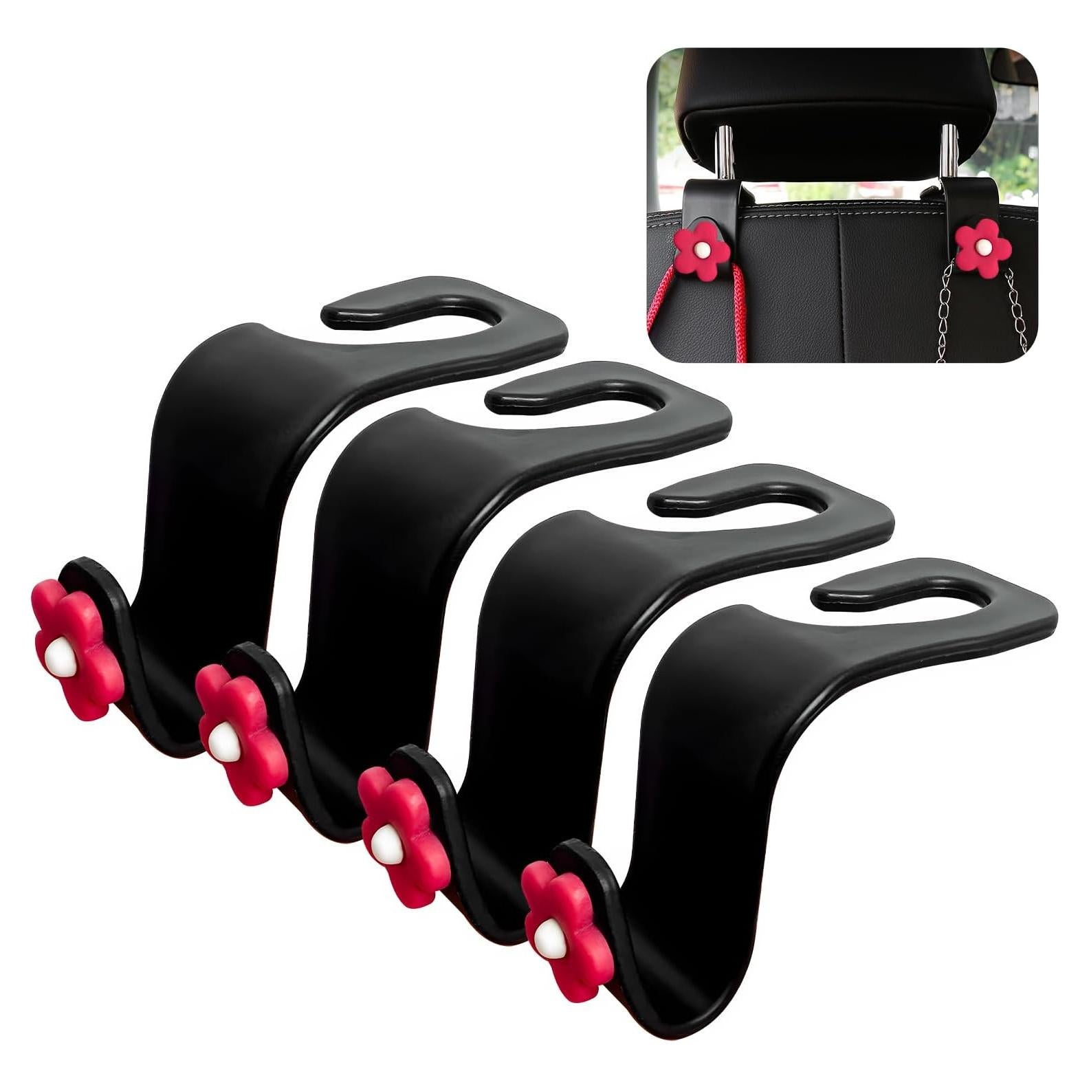 4 Ganchos para Reposacabezas de Coche Yourkar - Rojo