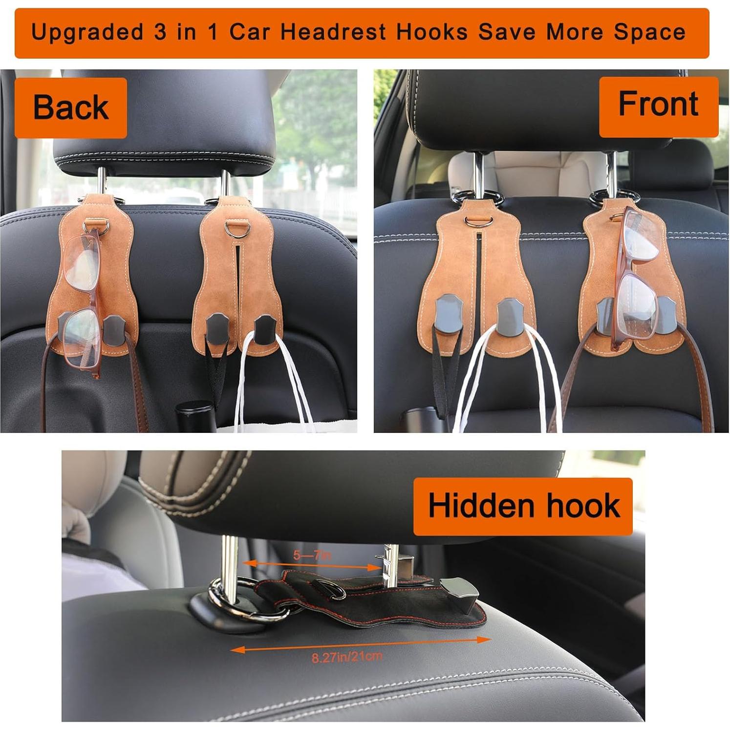 Ganchos para Asiento de Coche JFJVBDFH 2 en 1 Marrón