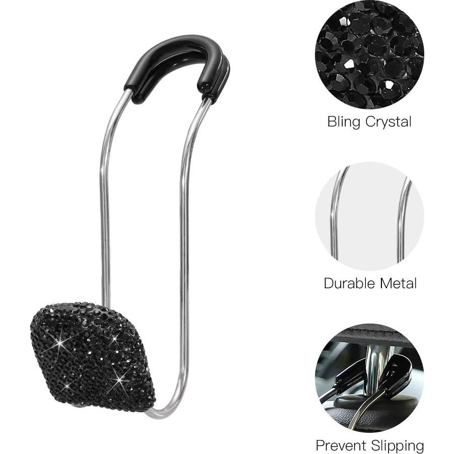 Ganchos para Reposacabezas SAVORI - 2 Piezas Negro Brillante