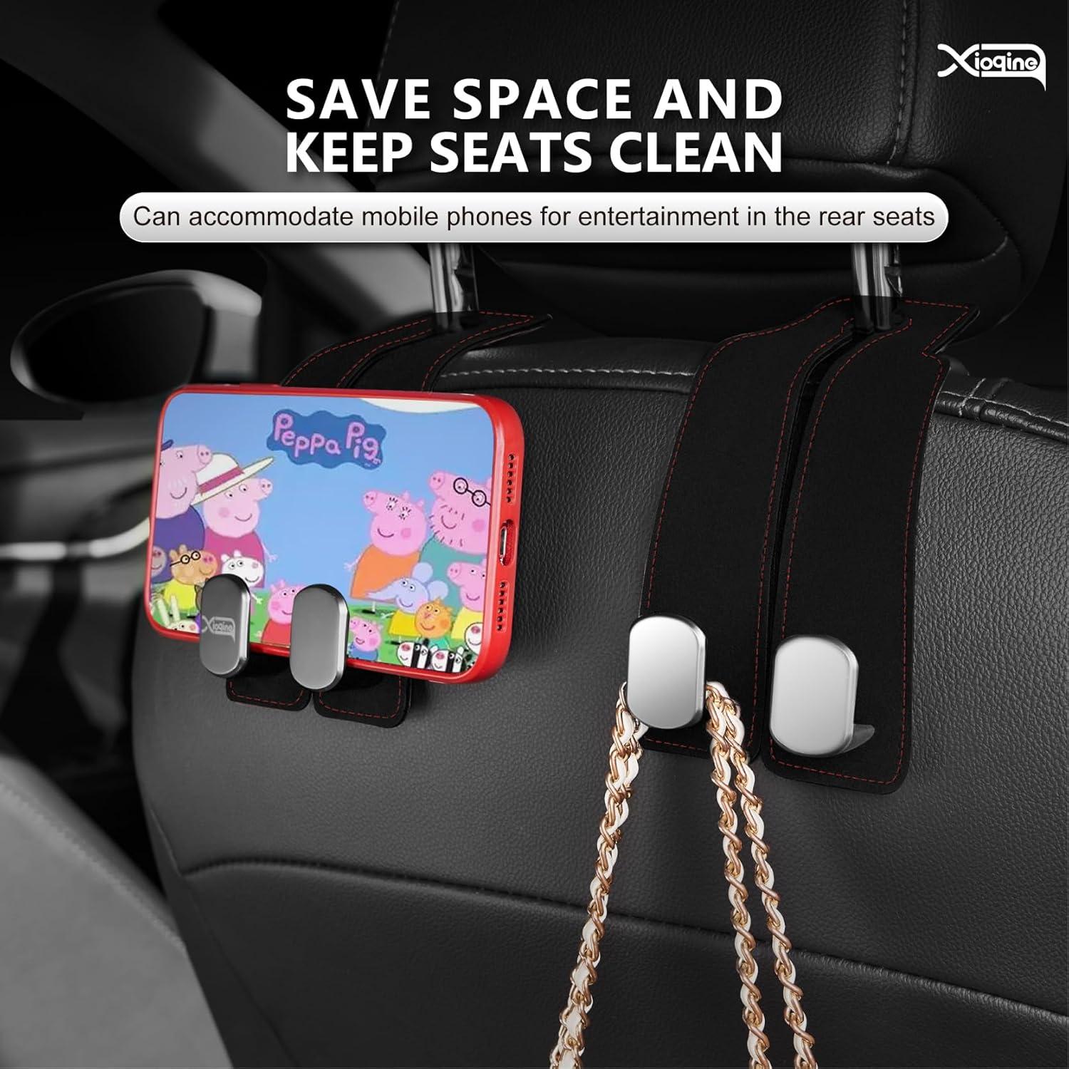 Ganchos para Reposacabezas de Coche XIOQINE - 2 Piezas Negro