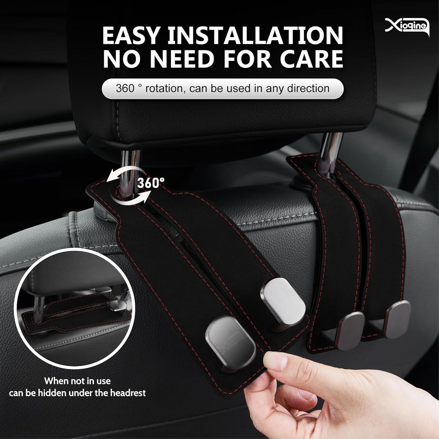 Ganchos para Reposacabezas de Coche XIOQINE - 2 Piezas Negro