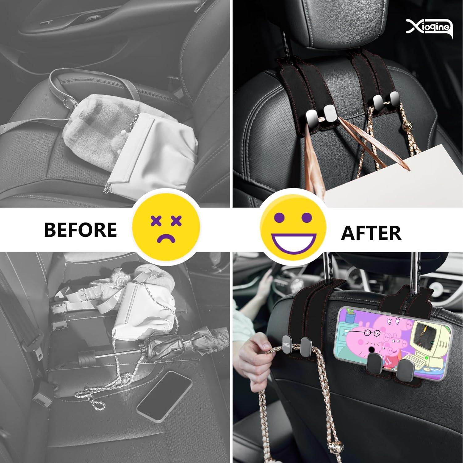 Ganchos para Reposacabezas de Coche XIOQINE - 2 Piezas Negro