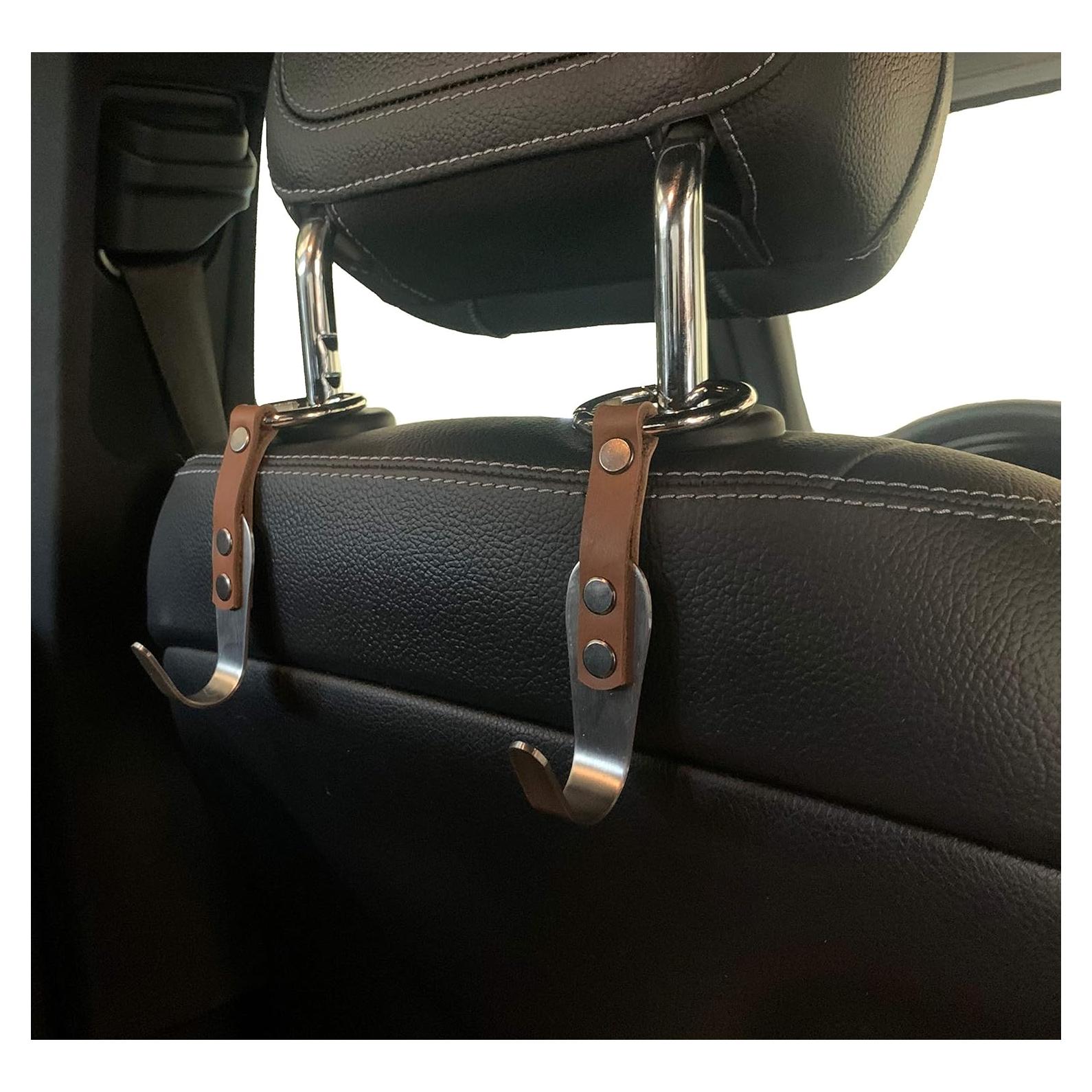 Ganchos para Reposacabezas de Automóvil IQ Labs - 2 Piezas Cuero