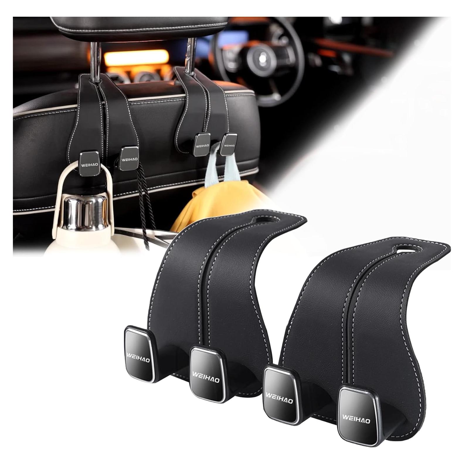 Gancho para bolso de coche WEIHAO 2PCS Cuero Negro Universal