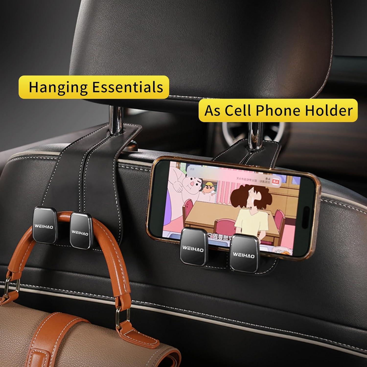 Gancho para bolso de coche WEIHAO 2PCS Cuero Negro Universal