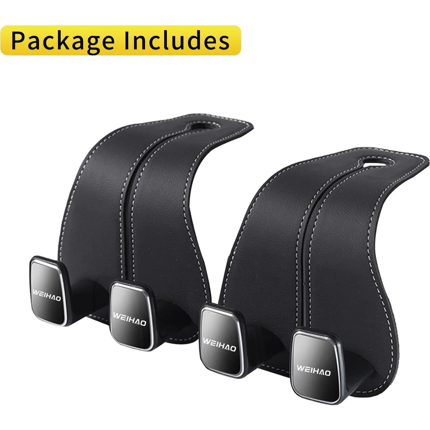 Gancho para bolso de coche WEIHAO 2PCS Cuero Negro Universal